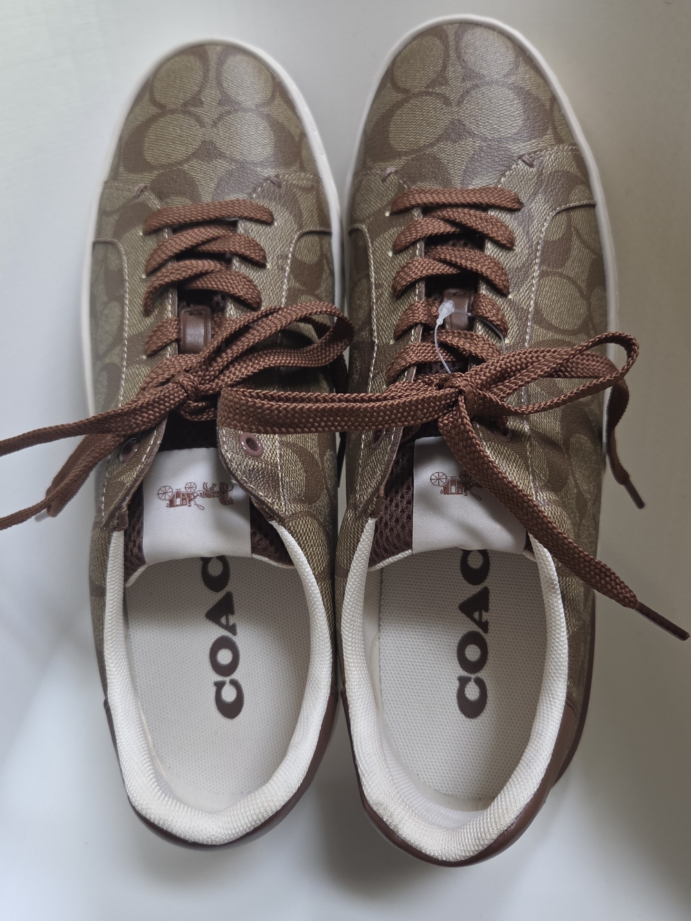 COACH Cream and White Logo Interior Sneakers Mens- 10 - Picture 6 of 8
